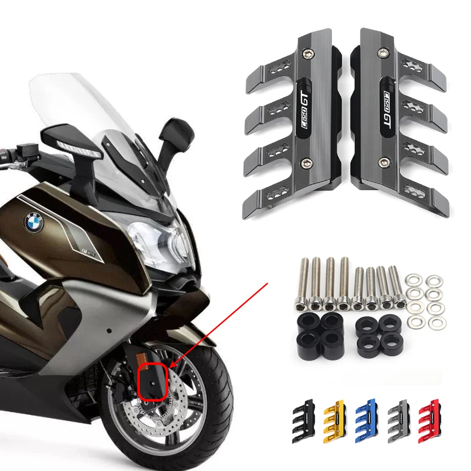 

With Logo For BMW C650 C650GT Motorcycle CNC Accessories Mudguard Side Protection Block Front Fender Anti-Fall Slider