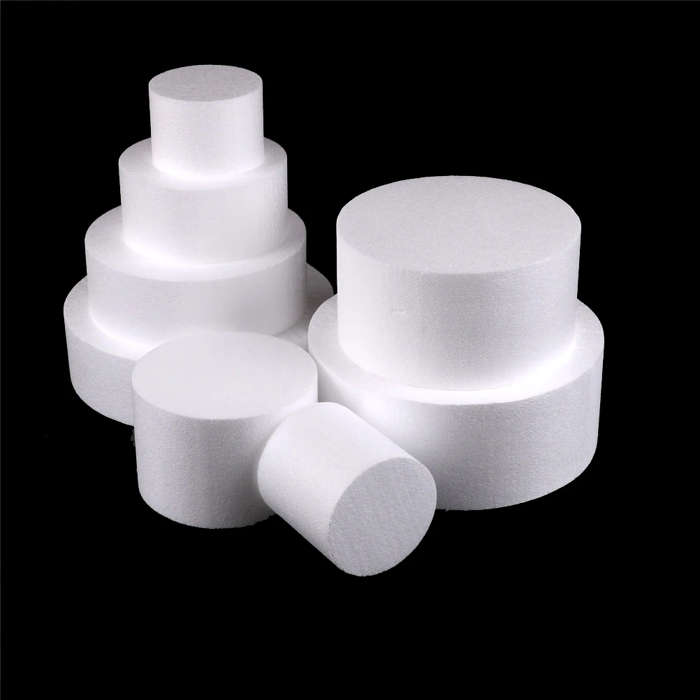 1PCS White 4/6/8/10 inch Round Styrofoam Foam Cake Dummy Sugarcraft Flower Decor Patrice Model