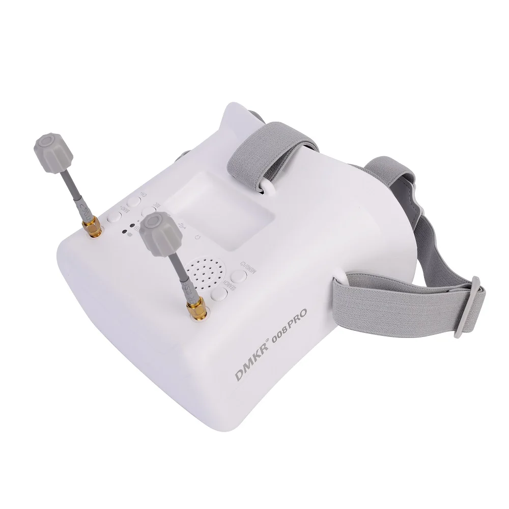 DMKR 008D PRO White FPV Goggle with DVR 5.8GHz 40ch Receiver 3.7V/2000mAh Battery 4.3 inch HD LCD 16:9 for Racing Drone