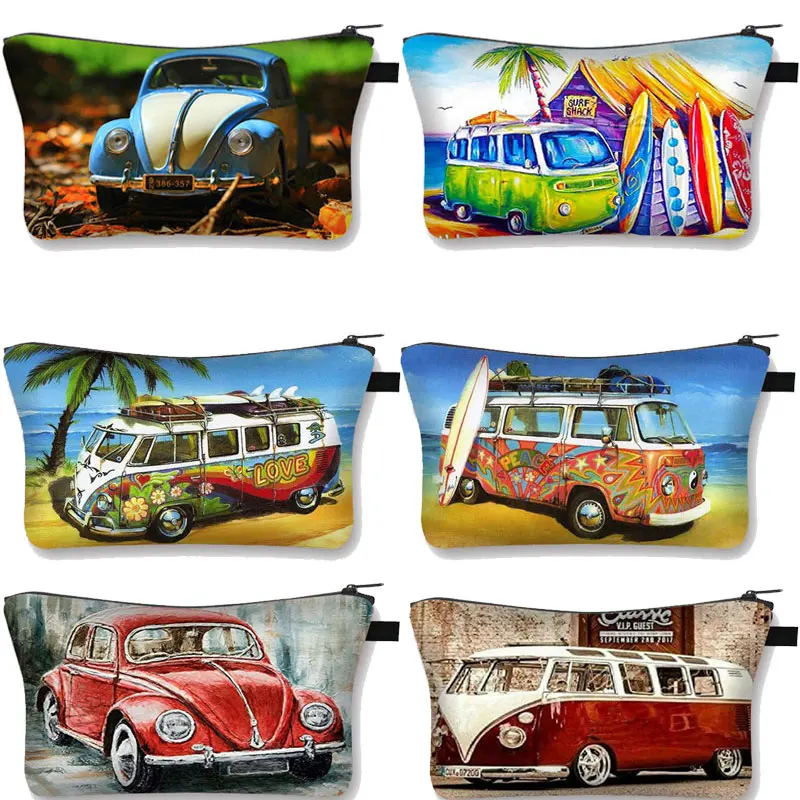 Colorful Car Print Cosmetic Case Women Makeup Bag Ladies Teenager  Girl Cosmetic Bag Kids Storage Bag Gift Travel Make Up Bag