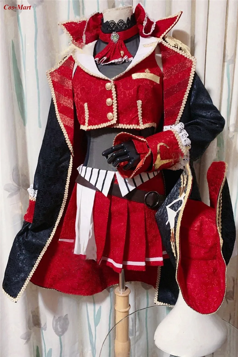 

Cos-Mart Anime Virtual Youtuber Houshou Marine Cosplay Costume Captain Red Dress Activity Party Role Play Clothing Custom-Make