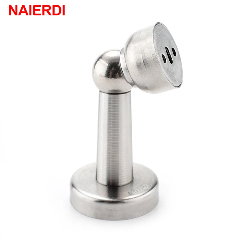 NAIERDI Sliver Stainless Steel Magnetic Door Stop Stopper Door Holder Catch Floor Fitting With Screws For Family Home