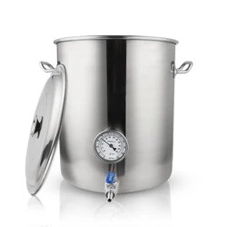 Stainless Steel 40L Beer Kettle,Wort Fermentation Brewing Pot,Weldless Thermometer & Ball Valve Quick Disconnects Kit