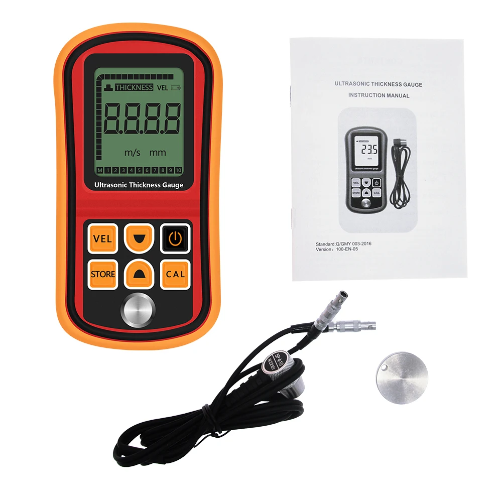 GM100 Digital Ultrasonic Thickness Gauge 1.2~225mm Voice Sound Velocity Meter 1000-9999 m/s Metal Glass Measuring Instruments