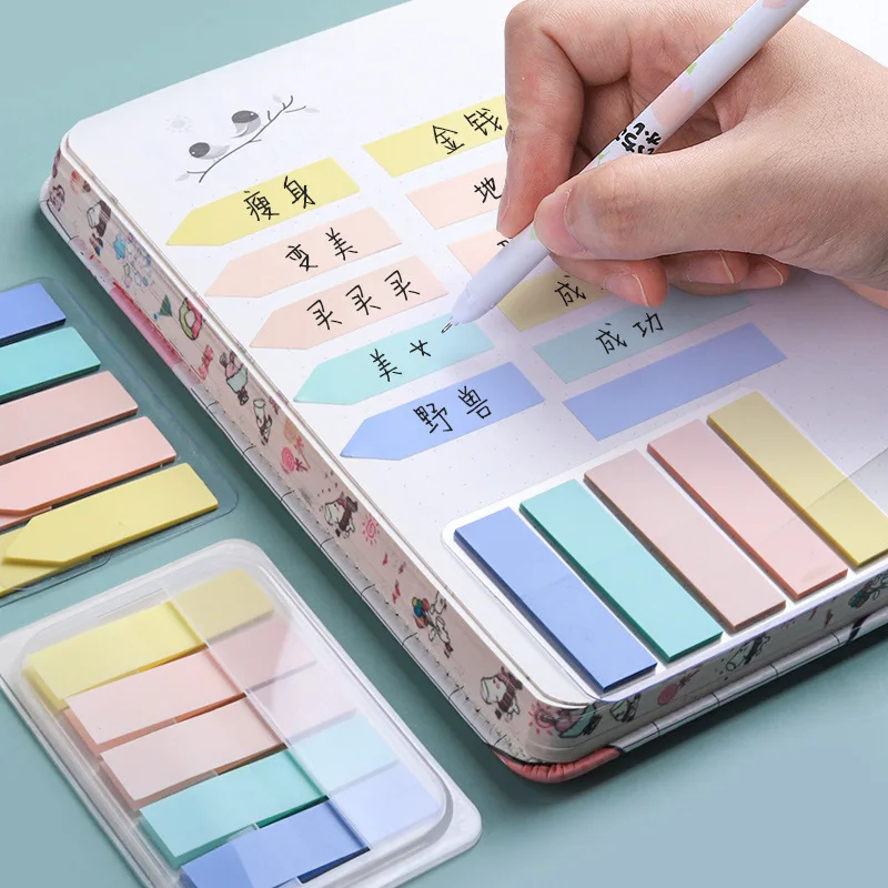 Morandi Kleur Sticky Notes Index Label Stickers Tearable Waterdichte Memo Pad Notebook Planner Bookmark Briefpapier