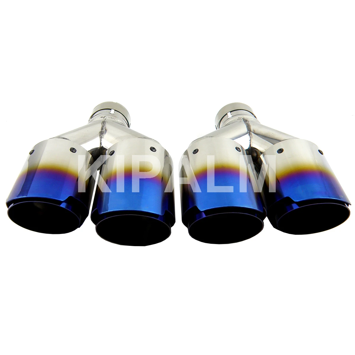 Car burnt blue Universal Stainless Steel Dual Twin Exhaust Pipe Tail End Tip Plain End One Change Two Out Muffler Tip for Audi