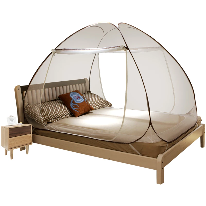 Mongolian Mosquito Net Three Doors Free Installation Folding Students 1.2 Meters  1.8 M Bed Double Mosquito Repellent Tent