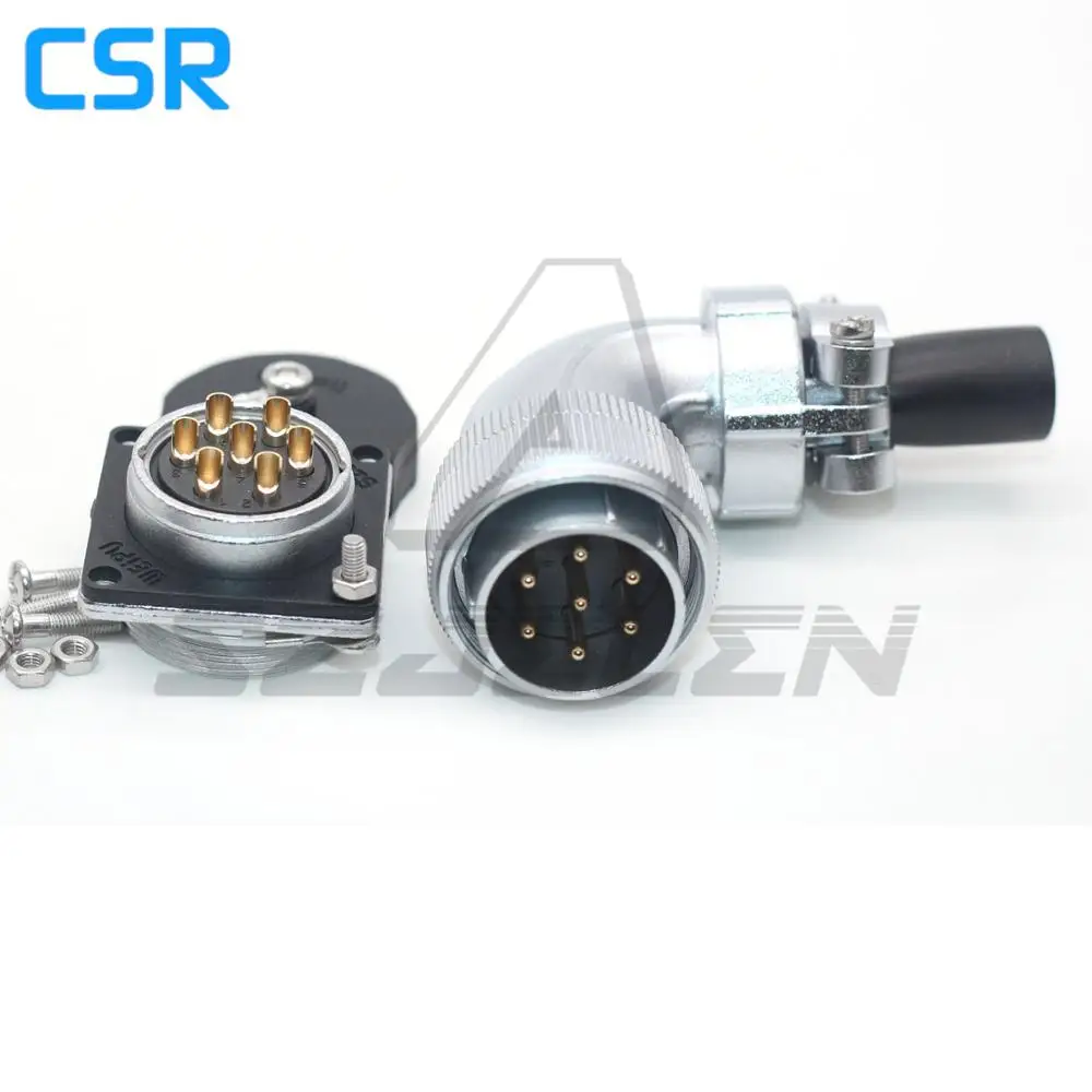 

WEIPU WS28 Waterproof Connector 7Pin Male Plug And Female Socket, 25A Metal Round Right Angle Waterproof Connector IP67