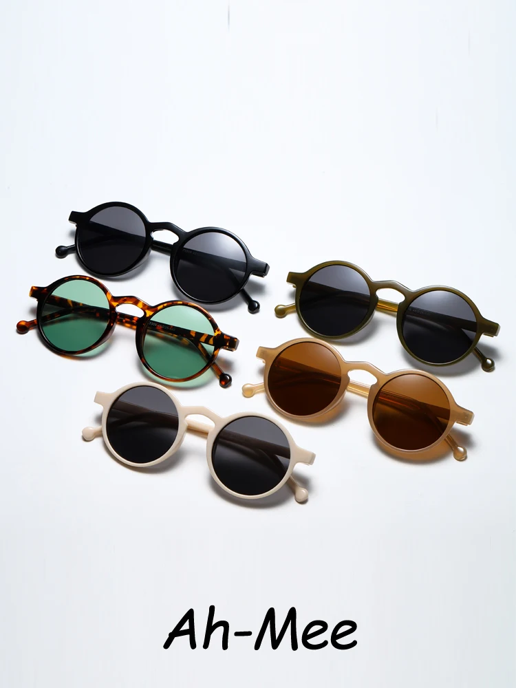 AliExpress NONE Small Round Cycling Sunglasses Men Women Vintage Brand Designer Black Sun Glasses Rivet Shades Female Ladies UV400