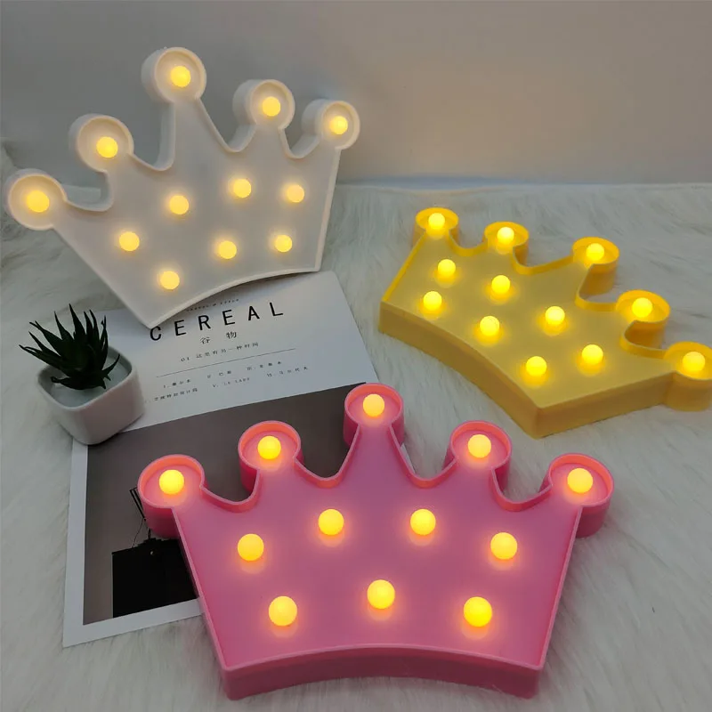 3D Crown Shape LED Night Light Table Lamp Christmas Party Home Room Wedding Garden Party Wall Lamp Decoration Girl Gift