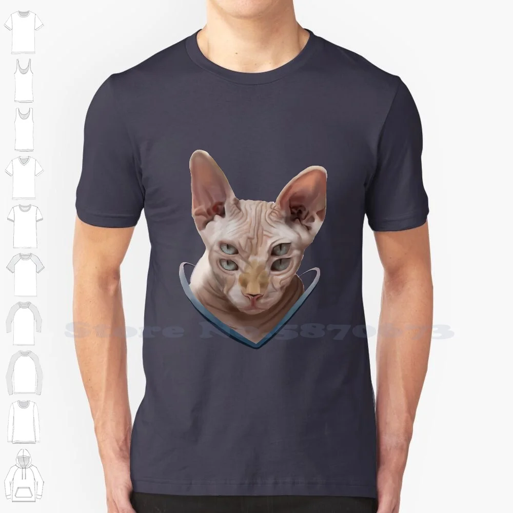 Sphynx Cat 100% Cotton T-Shirt Sphynx Cat Kitty Occult Magic Black Eyes Possessed Demon Monster Egyptian Pyramid Kitten Meow