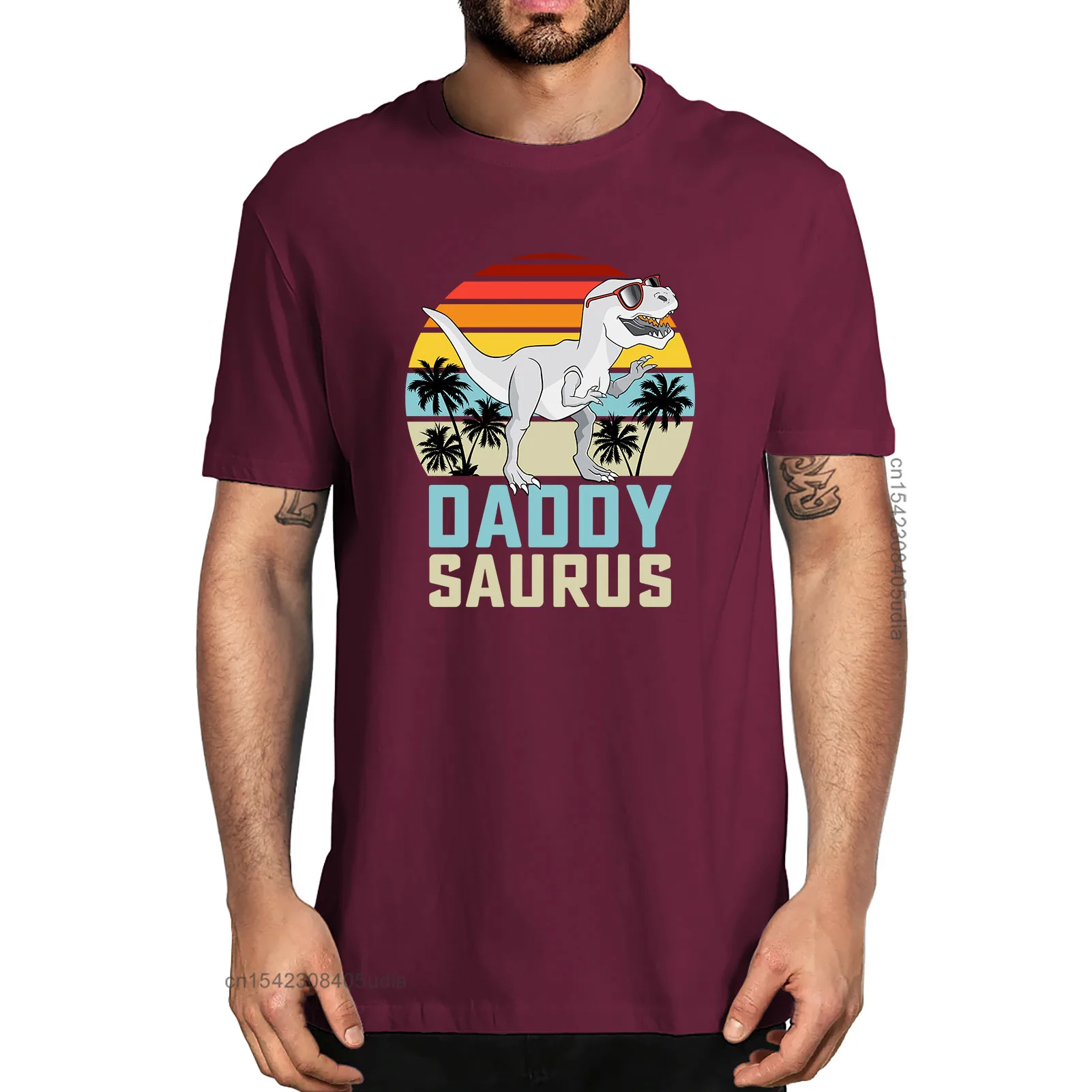 Unisex Daddysaurus T Rex dinozaur tatuś Saurus rodzina pasujące dzień ojca prezenty śmieszne Tshirt męska 100% bawełna projektant T-Shirt