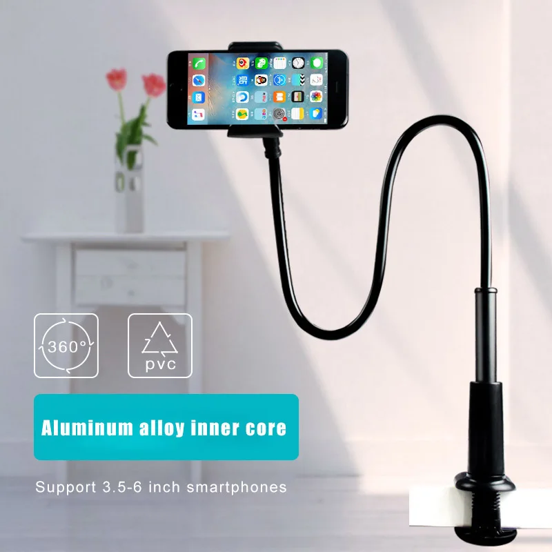 ผู้ถือโทรศัพท์เตียงตัวหนีบขาตั้งกล้องแขนยืดหยุ่นสำหรับสมาร์ทโฟนห้องนอนอเนกประสงค์ตั้งโต๊ะผู้ถือโทรศัพท์มือถือแบบยืดหยุ่น