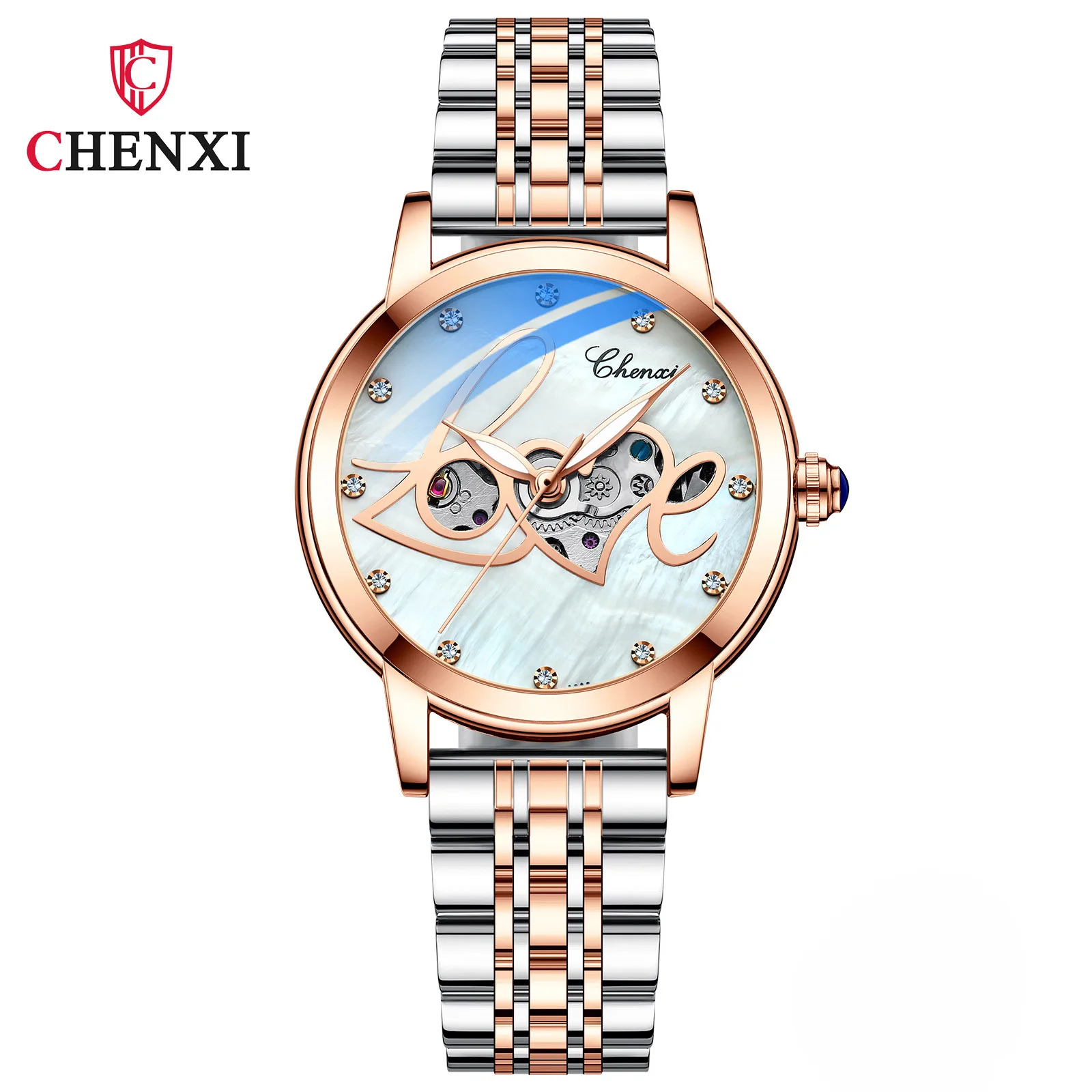 Exquisite Women Watches Casual Rose Gold Dress Mechanical Automatic Watch Ladies Trend Gift Stainless Steel Strap Skeleton Watch