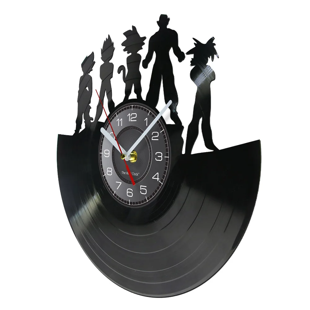 Japanese Animation Comic Modern Vinyl Wall Clock Cartoon Silhouette Vintage Illuminated Wall Watch Cool Silent Non Ticking Decor