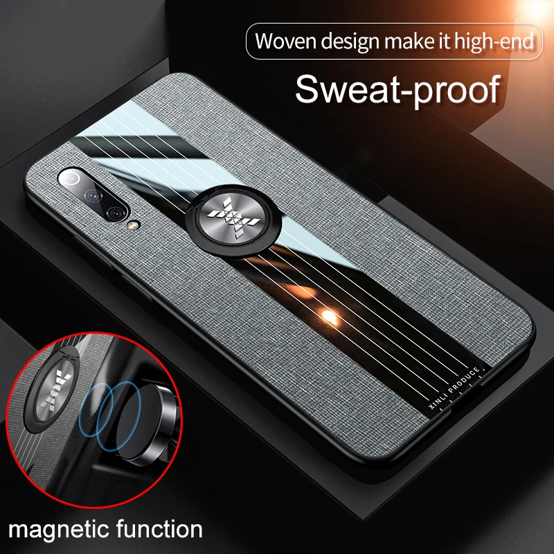 For Xiaomi Mi 9 Case Luxury Hard Cloth With Ring Stand Magnet Slim protective Back cover for xiaomi mi 9 se mi9 mi 9se shell