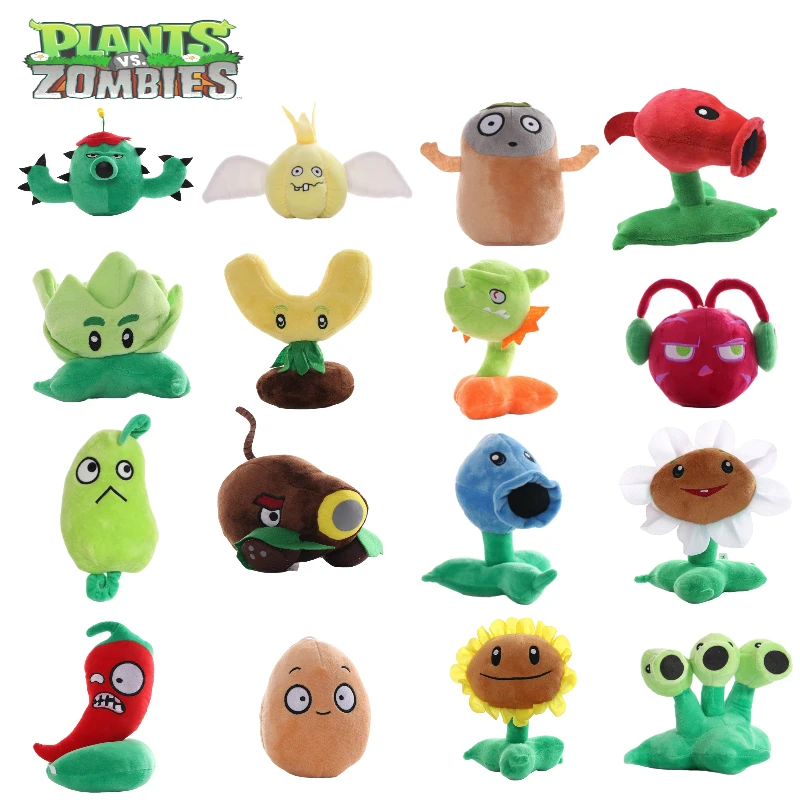 15-20cm Plants VS Zombies 2 Toy Peashooter Cartoon Plush Anime Figures Cherry Bomb Sunflower Wall-Nut Squash Split Pea Kids Gift