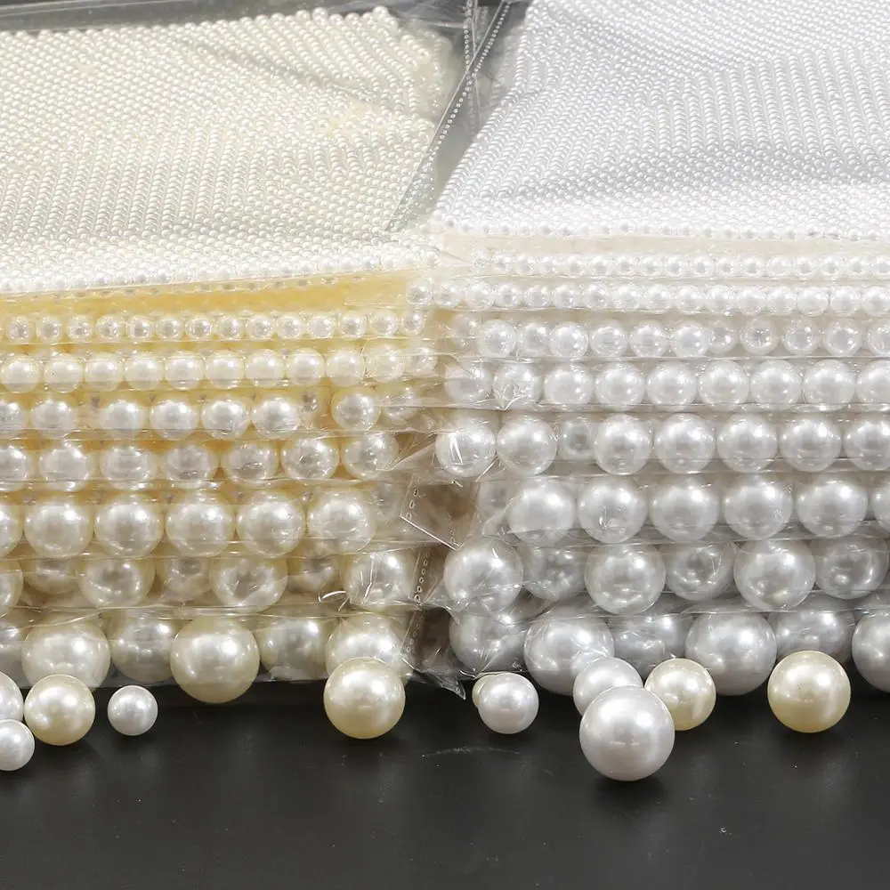 2mm-18mm No Holes White Ivory Round Imitation Plastic Pearl Beads for jewelry accessories Beads & Jewelry Making