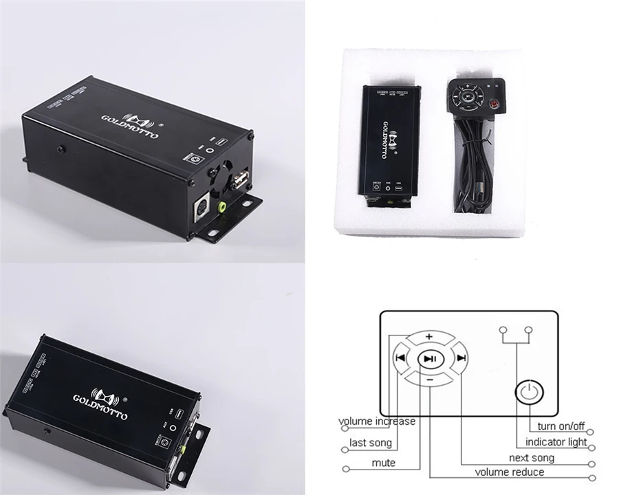 12V High Power Audio Verstärker MP3 Player Bluetooth Für Motorrad ATV FM Radio USB AUX Musik Sound System