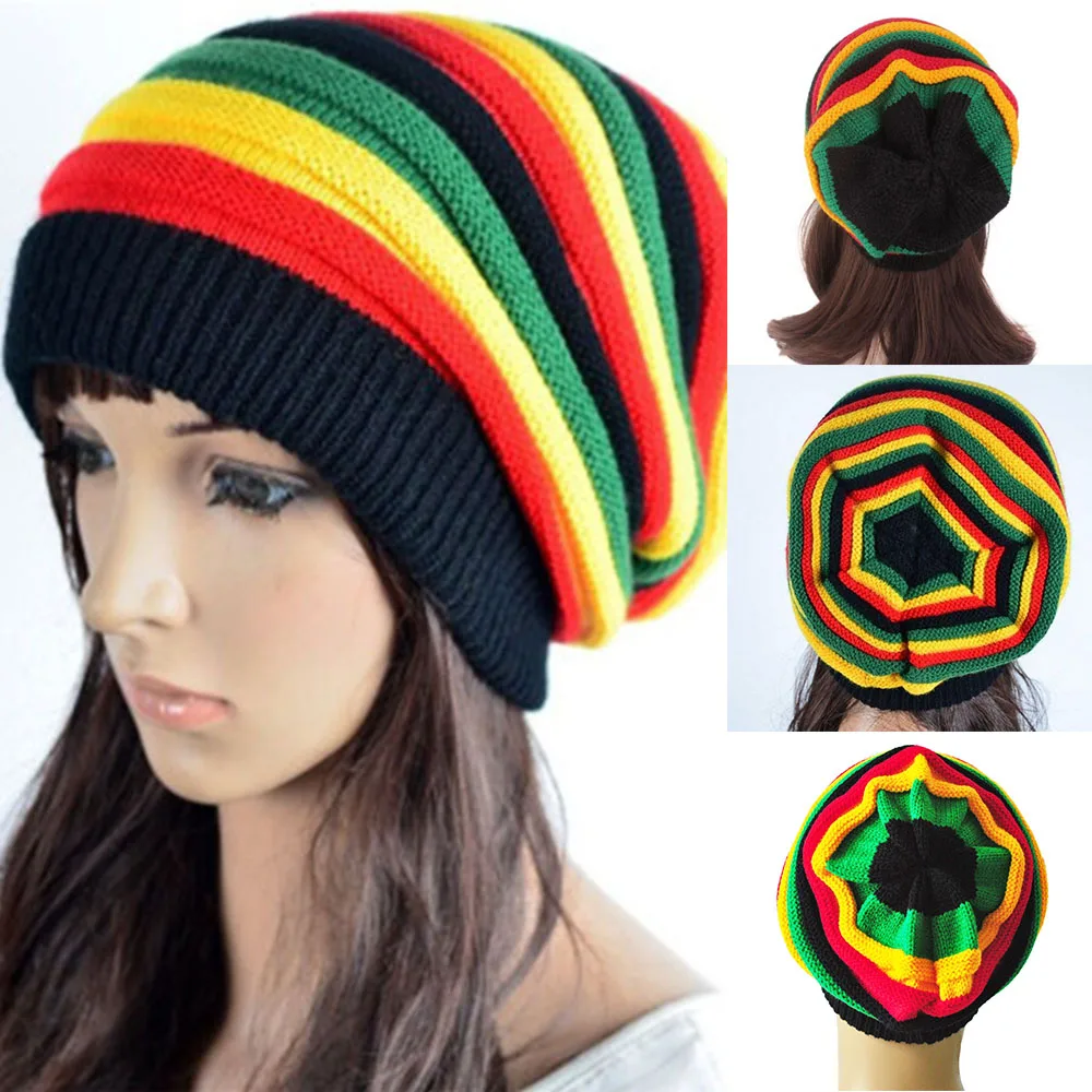 Jamaican Reggae Baggy Hat men women rainbow colors Warm Cap Fashion Winter Knit Cap Hip-Hop Culture Streetwear accessories