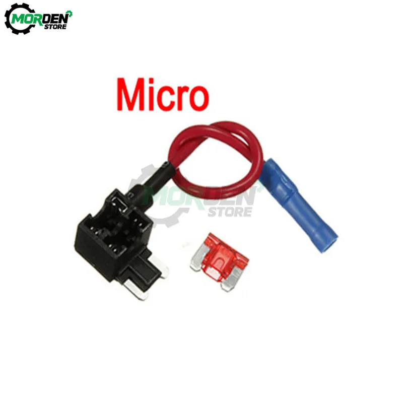 Adaptateur Micro/Mini/Standard 12V avec fil de fusible à lame 10a, adaptateur de robinet à dos de cochon