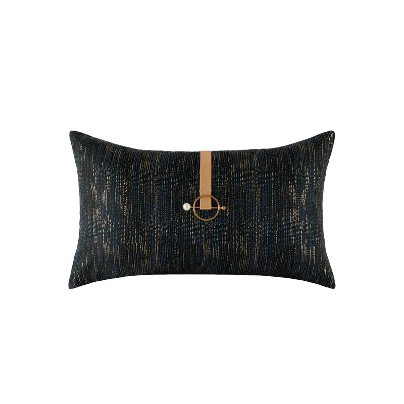 New Furnishing High End Light Luxury Waist 30x50 45cm Cushion Cover Sofa Bedside Seat Hold Pillow Case Home Decor Black Silvery