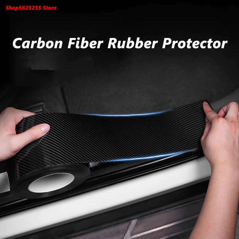 

Carbon Fiber Rubber Door Sill Sticker for Toyota RAV4 Highlander 2020 2021 2022 Trunk Sill Plate Scuff Cover Protector Membrane