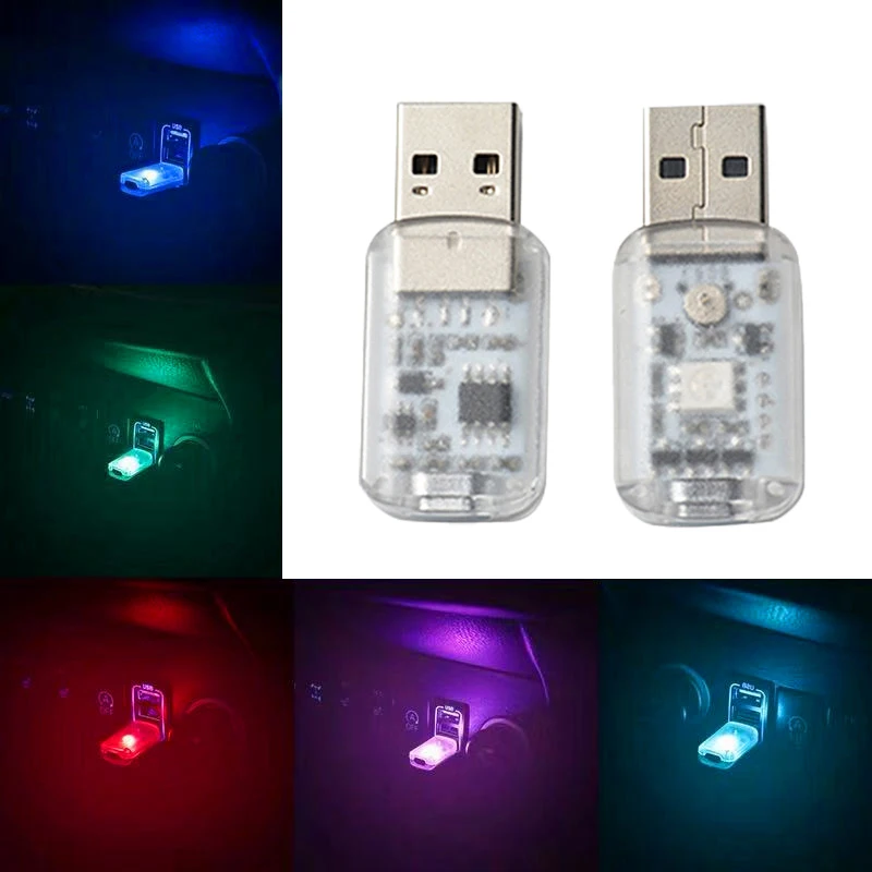 

USB RGB Car LED USB Ambient Light Mood Interior Lamp Plug/Play Emergency Bulbs Mini Voice Control Smart Touch Atmosphere Lamp