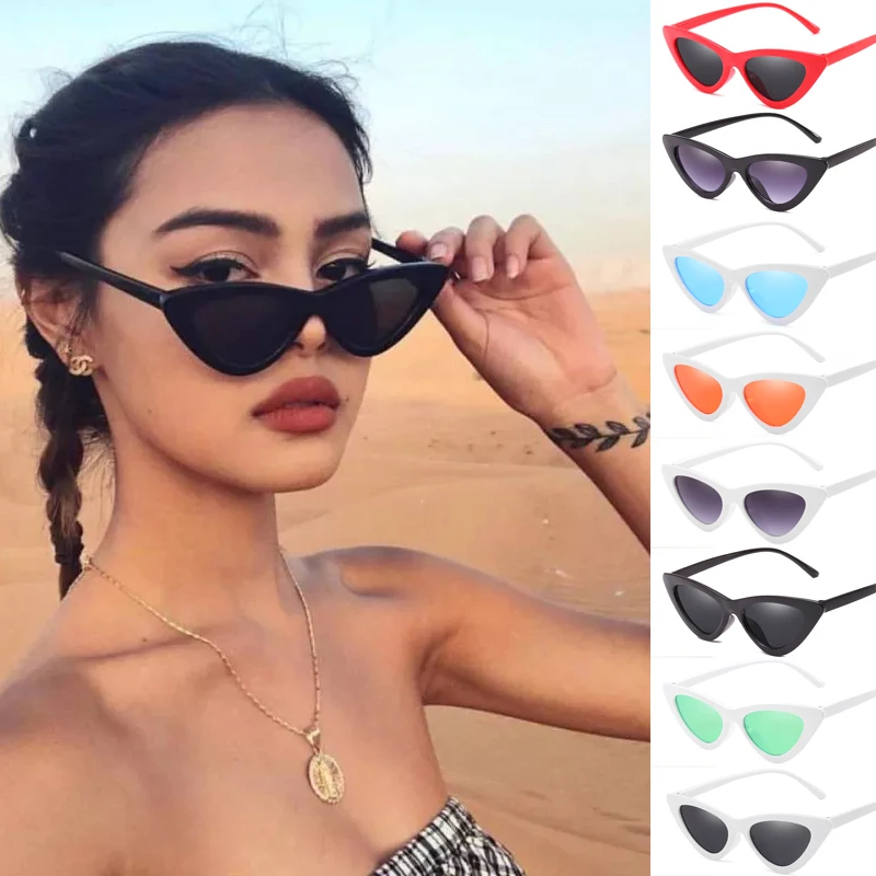 Vintage Cateye Goggles Sunglasses Women Sexy Retro Small Cat Eye Sun Glasses Brand Designer Colorful Eyewear For Female