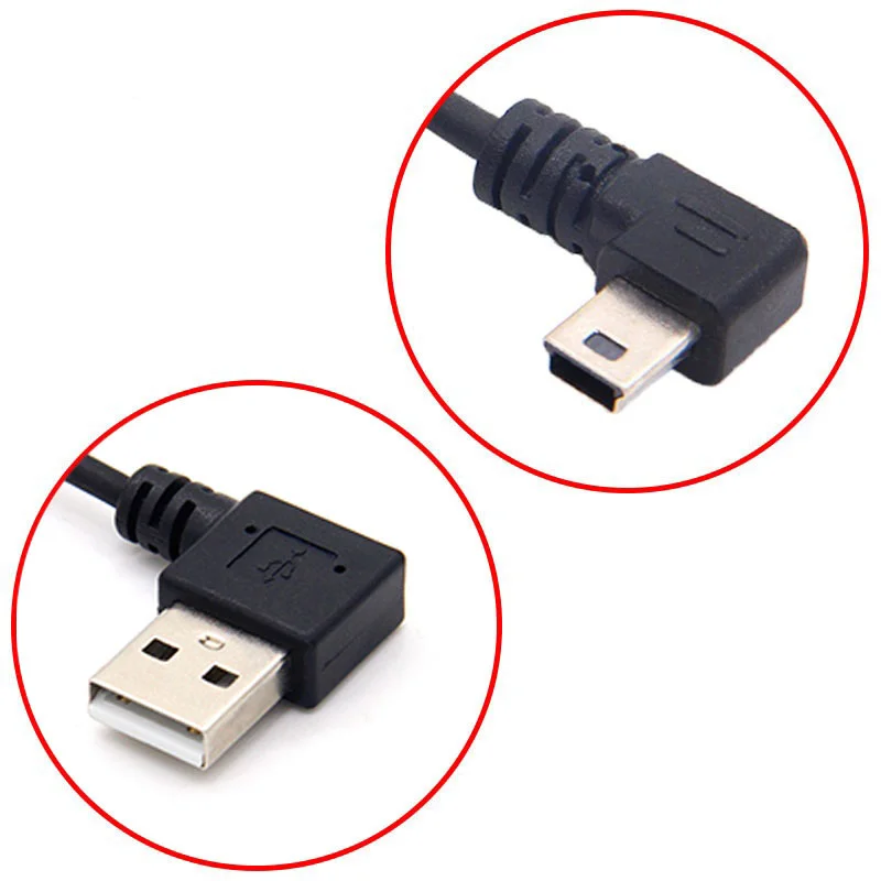 USB 2.0 ذكر إلى USB صغير الزاوية اليمنى 90 درجة مرنة الربيع قابل للسحب شحن كابل بيانات للسيارة الملاحة لتحديد المواقع MP3/MP4