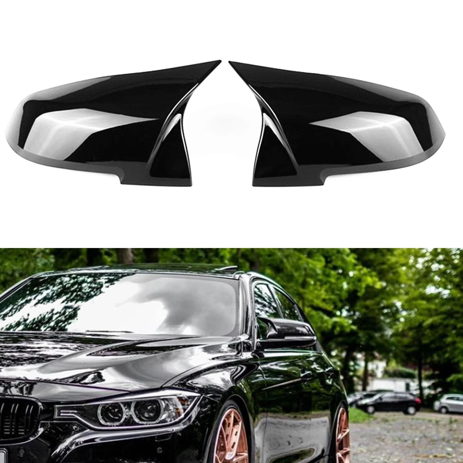 

Gloss Black Rear Side Mirror Cover Replace For BMW F20 F21 F22 F23 F30 F30 F31 3 Series