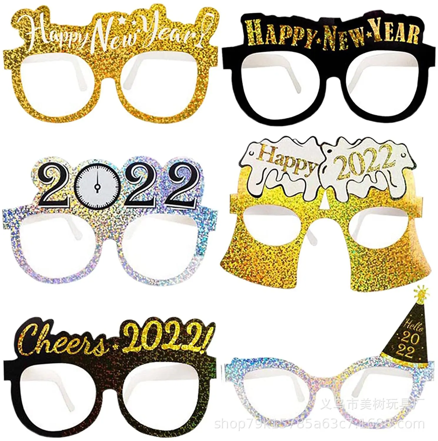 

6pcs per set 2022 Paper Glass Laser Paperboard Glasses Baby Birthday Party Decoration New Year Decor Accessories