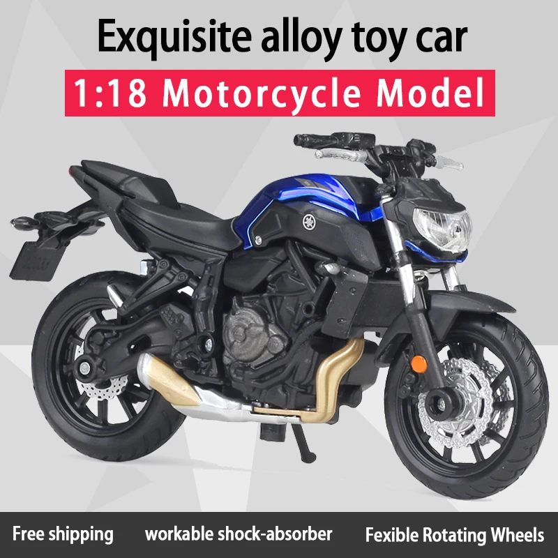 Maisto 1:18 Yamaha 2018 MT-07 Alloy Diecast Motorcycle Model Workable Shork-Absorber Toy For Children Gifts Toy Collection