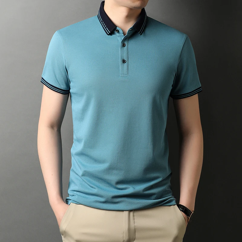 Brand Spring Summer High Quality Business Casual Short Sleeve Polo-Shirt Men Fashion Pure Color Cotton Clothing