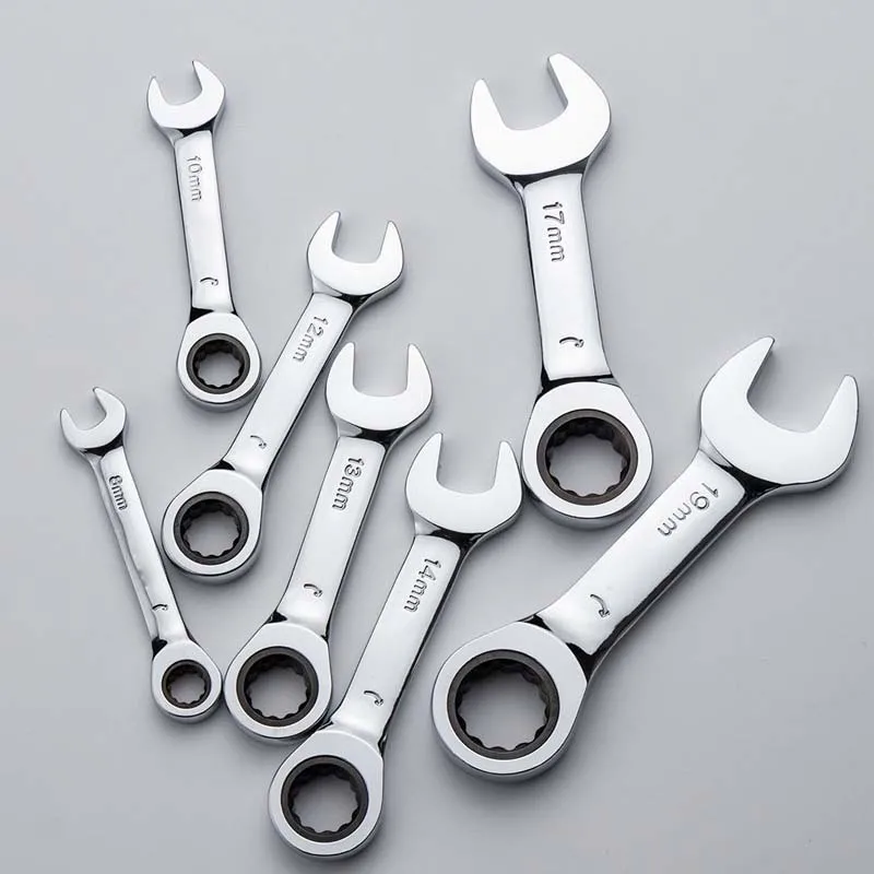 Imagem -06 - Combinação Reversível Stubby Single Wrench 72 Tooth Ratchet Spanner Soquete Nut Repair Tools Mm19 mm 1pc