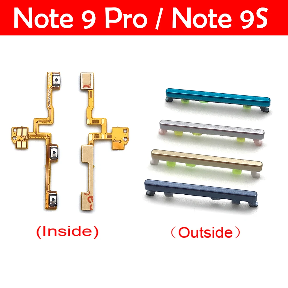 New Power Volume Side Key Button Flex Cable Ribbon For Xiaomi Redmi Note 9S 9 Pro Replacement Parts