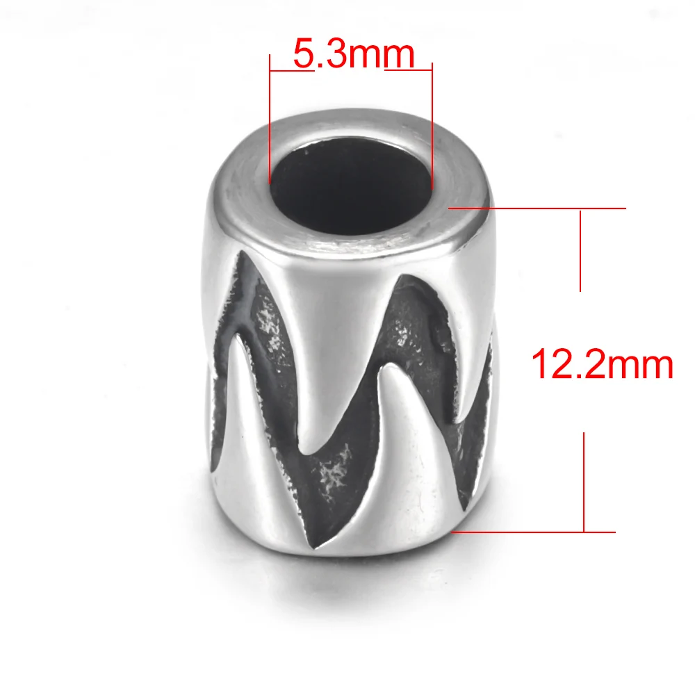 Stainless Steel Cylinder Bead Indented Polished 5mm Large Hole Metal Beads Bracelet Charms DIY Jewelry Making Accessories
