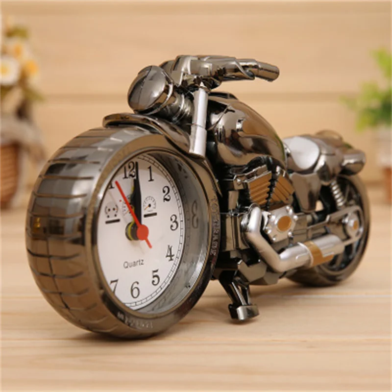 Retro Motorcycle Alarm Clock Fashion Cool Classic Car Shape Plastic Clock Alarm Clock Creative Alarm Home Decoration Gifts