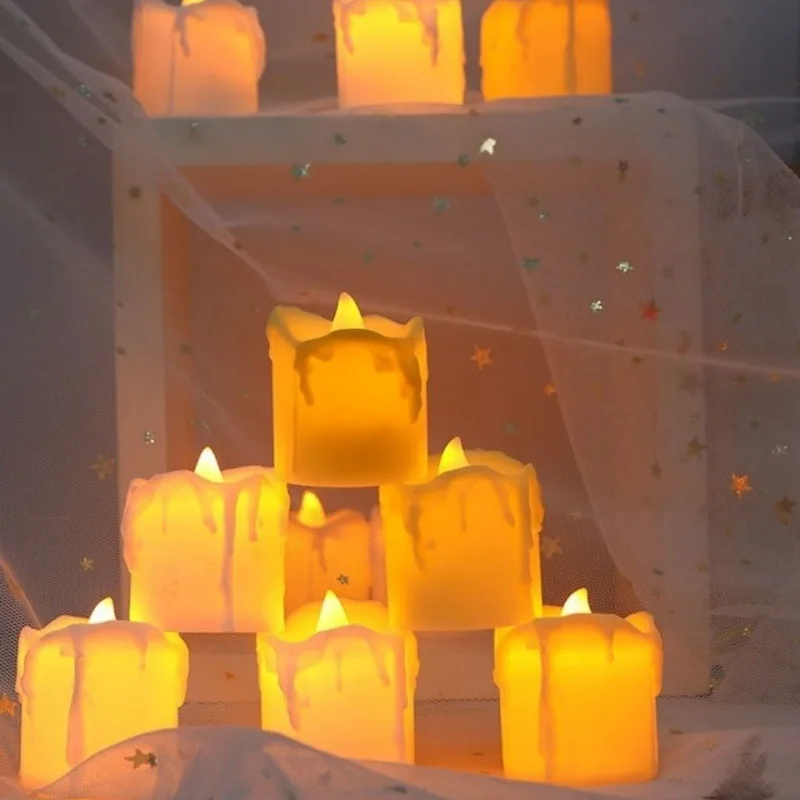 Creative LED Electronic Candle Light Flameless Small LED Tealight For Proposal Romantic Confession Wedding Decoration Props