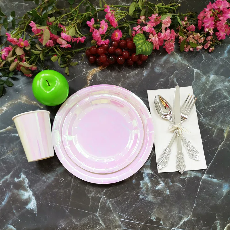 Set Stoviglie Rosa Per Feste – 40 Pezzi: Piatti, Bicchieri, Tovaglioli, Usa E Getta, Per Compleanni E Matrimoni - 3