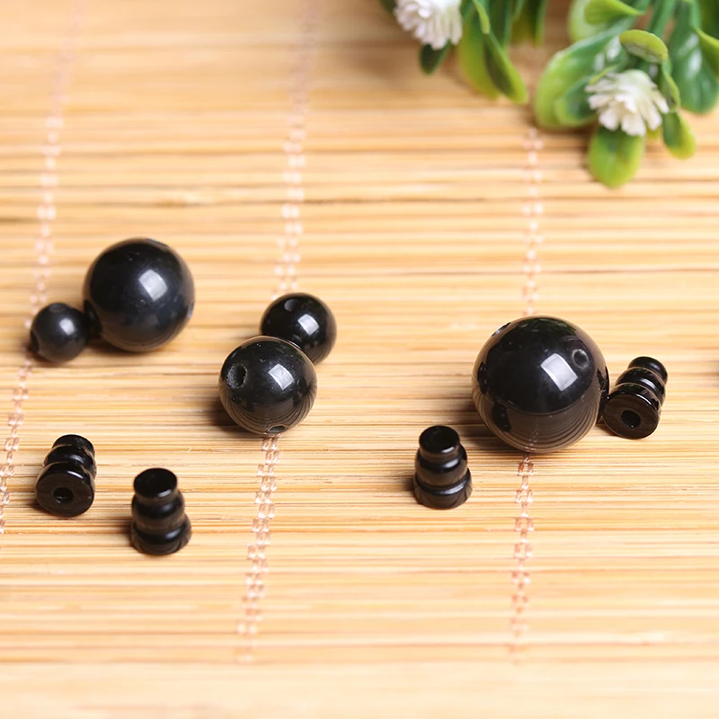 4A Natural Black Obsidian T-Junction Buddha Head Quartz Crystal Single Bead DIY Jewelry Making