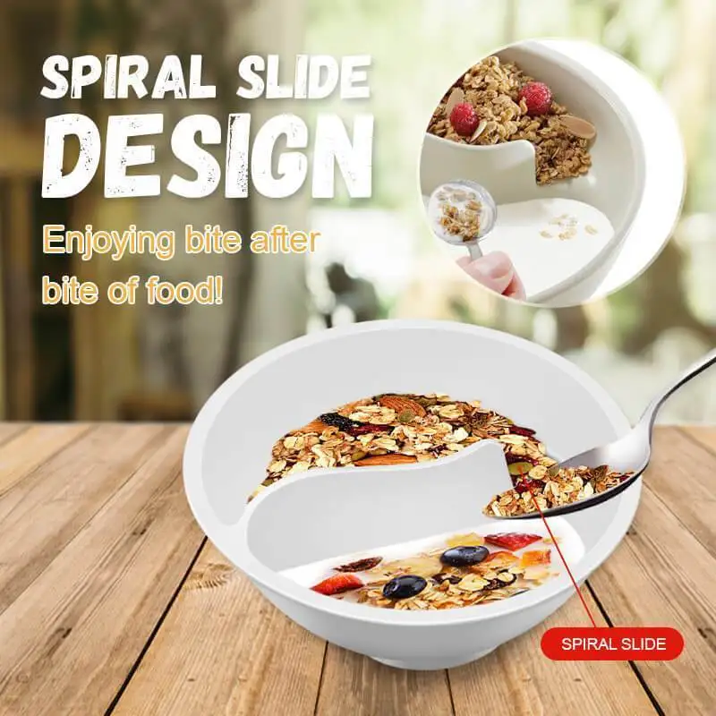 Anti Soggy Cereal Bowl Spiral Slide Partition Oatmeal Breakfast Keep Fresh Crunchy Dry Wet Separate Kid BPA Free Ice Cream Yogur