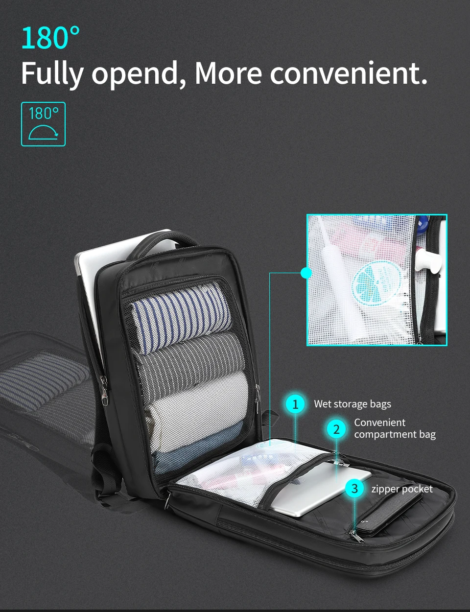 Tigernu Anti Diebstahl Rucksack 15,6 zoll Laptop Rucksack Männer TPU Wasserdichte Reise Rucksäcke Männlichen Schule Taschen Für Männer Gepäck Taschen – Detail 6