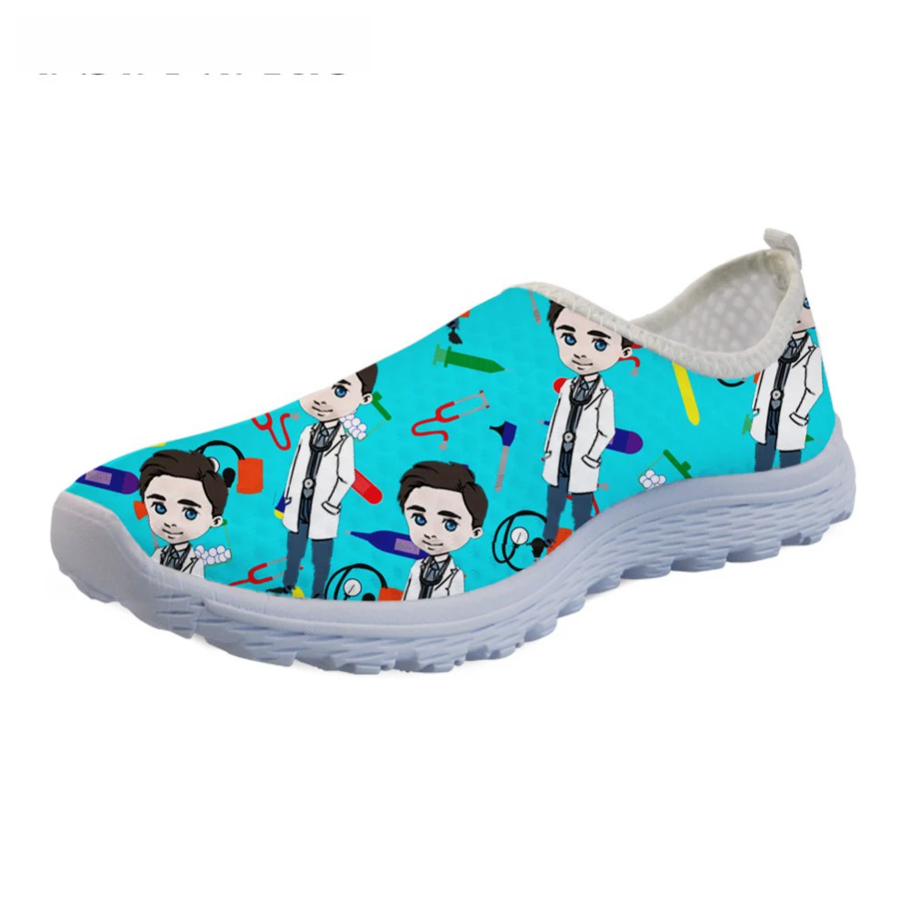 

Doctor Medical Profession Mesh Sneakers Teen Girl Women Summer Nurse Shoes Cartoon Nurses Print Female slip-on Flats