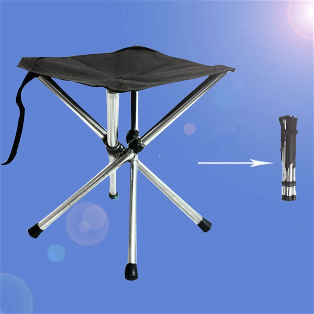 Retractable Folding BBQ Stool Camping Fishing Chair Outdoor Portable Foldable Chair Load Bearing Travel Picnic Beach Chairs