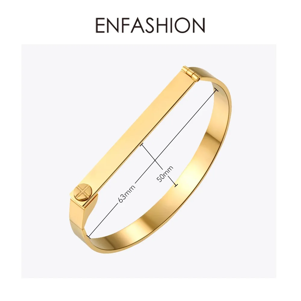 

Enfashion Personalized Engraved Name Bracelet Gold Color Bar Screw Bangles Lovers Bracelets For Women Men Cuff Bracelets B4003-M