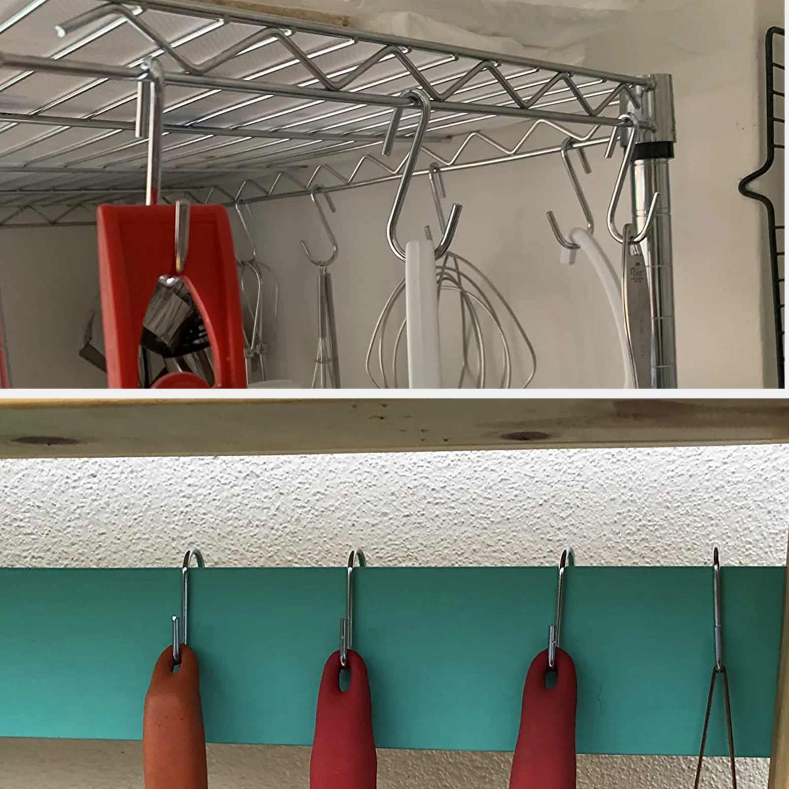 Utensilios de cocina en forma de S de plata, ganchos colgantes para toallas, zapatos, ollas, sartenes, gancho colgante para cocina, baño y dormitorio, 10 Uds.