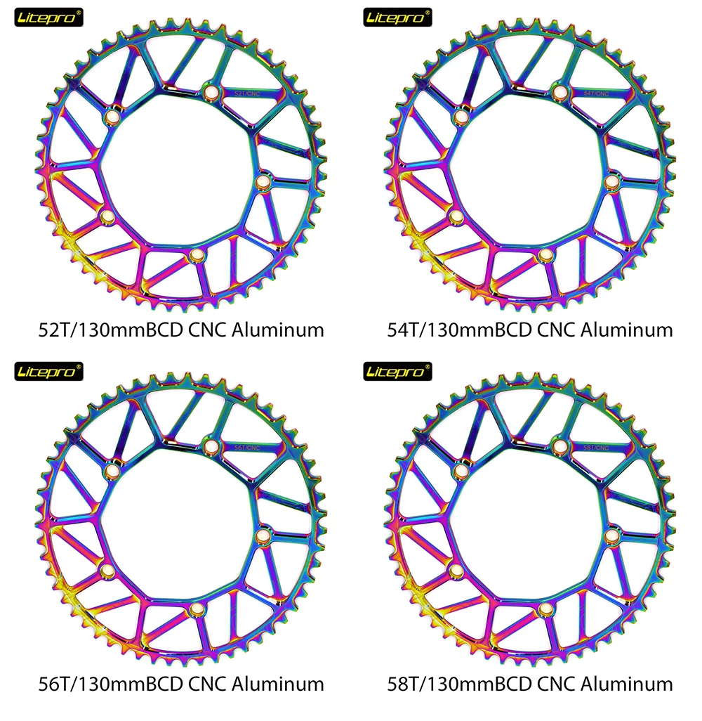 Litepro Chainring 130BCD 48T 50T 52T 54T 56T 58T Single Disc Chainwheel Folding Bike Chain Wheel bmx Chain Link Bike Parts