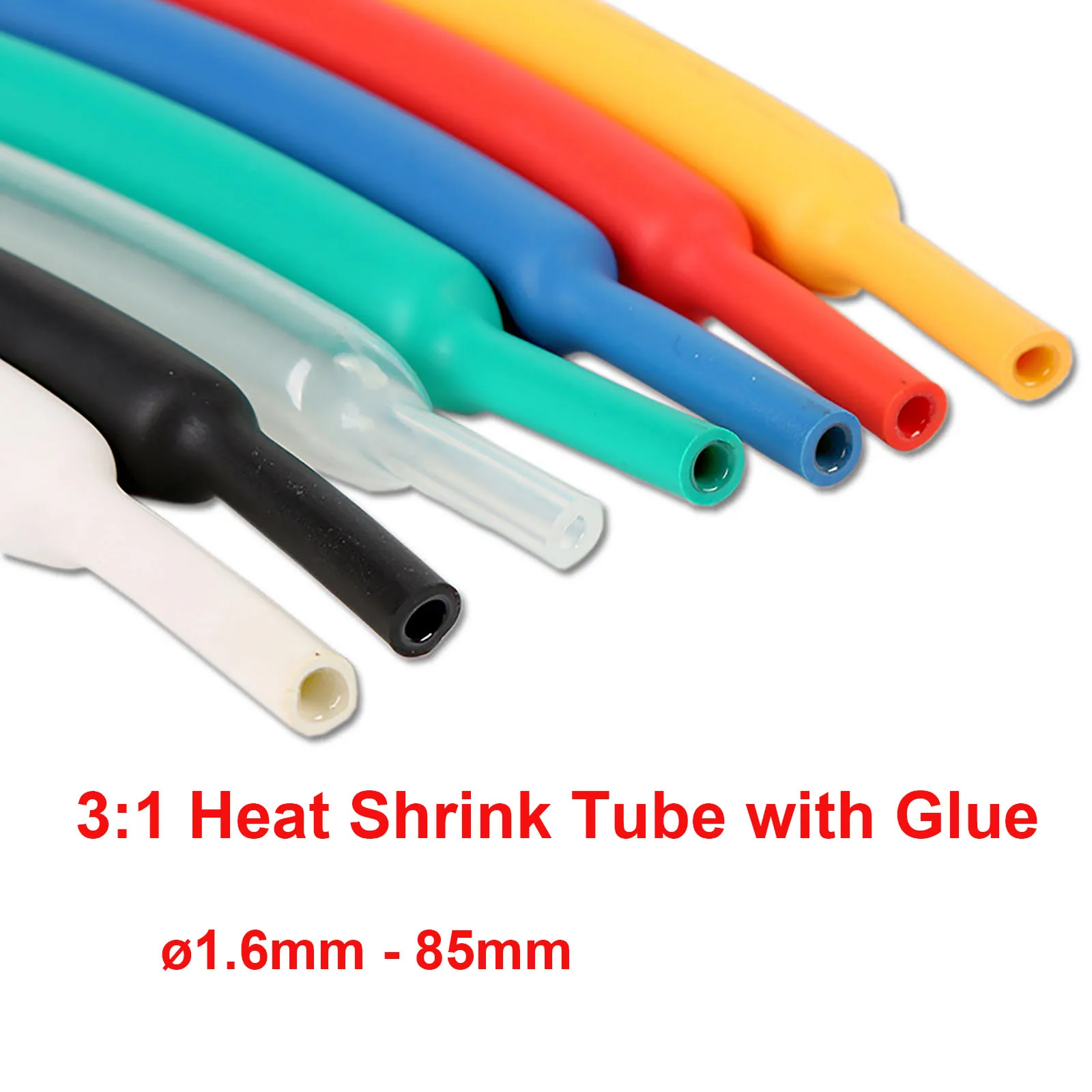 

1M 3:1 Heat Shrink Tube with Glue Dual Wall Tubing Wire Cable Insulation Sleeving 1.6/2.4/3.2/4.8/6.4/7.9/9.5/12.7/15.4 - 85mm