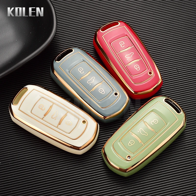 Plating TPU Car Key Case Shell Cover Fob For Geely Atlas Boyue NL3 EX7 Emgrand X7 EmgrandX7 SUV GT GC9 Borui Protector Holder